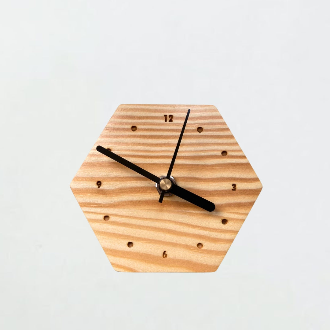 木製幾何時鐘｜圓形／正方形／六角形