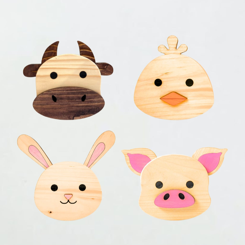 動物木製存錢筒｜牛・小雞・兔子・小豬