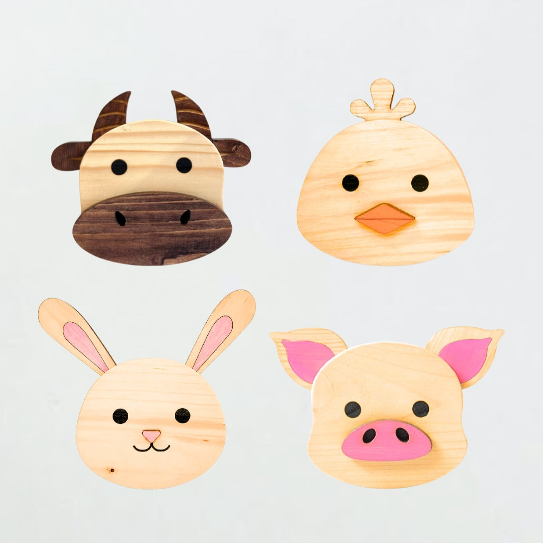 動物木製存錢筒｜牛・小雞・兔子・小豬