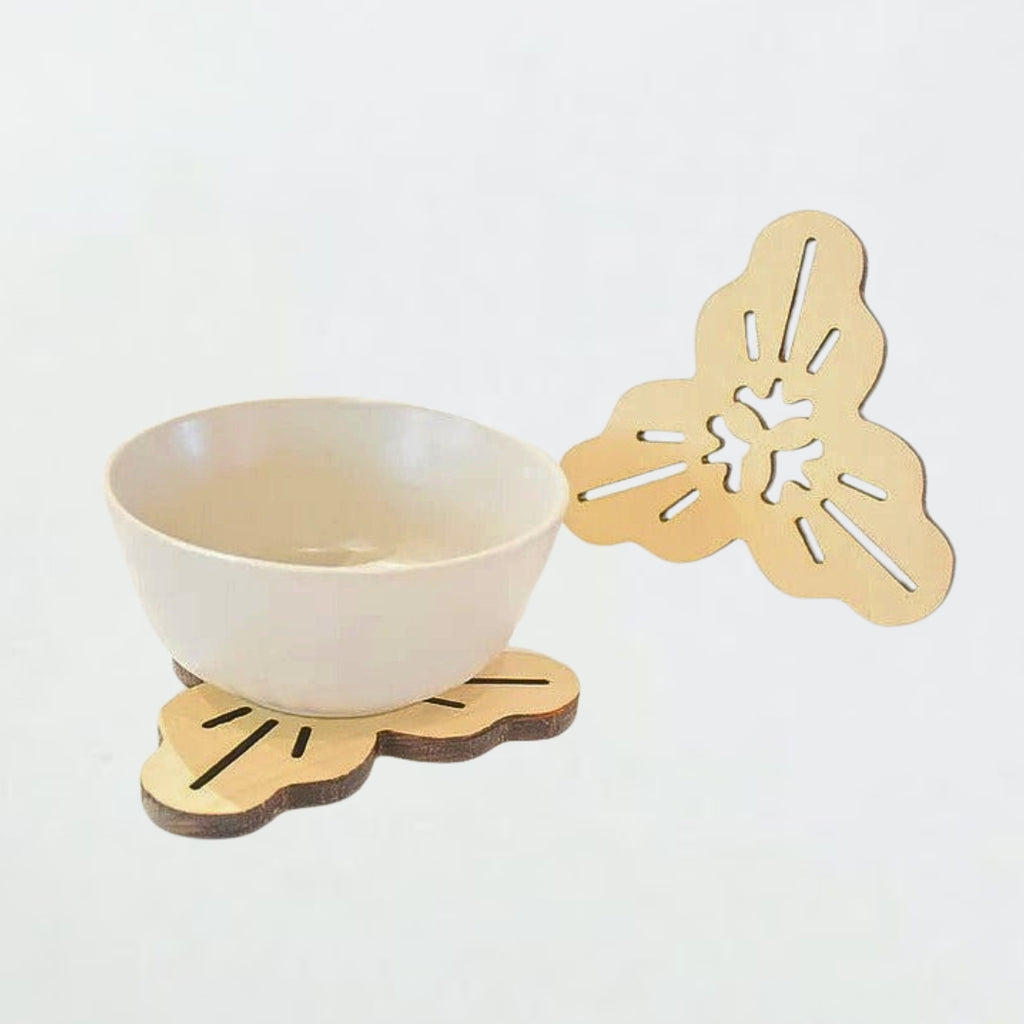 木質鍋墊｜三款花卉設計