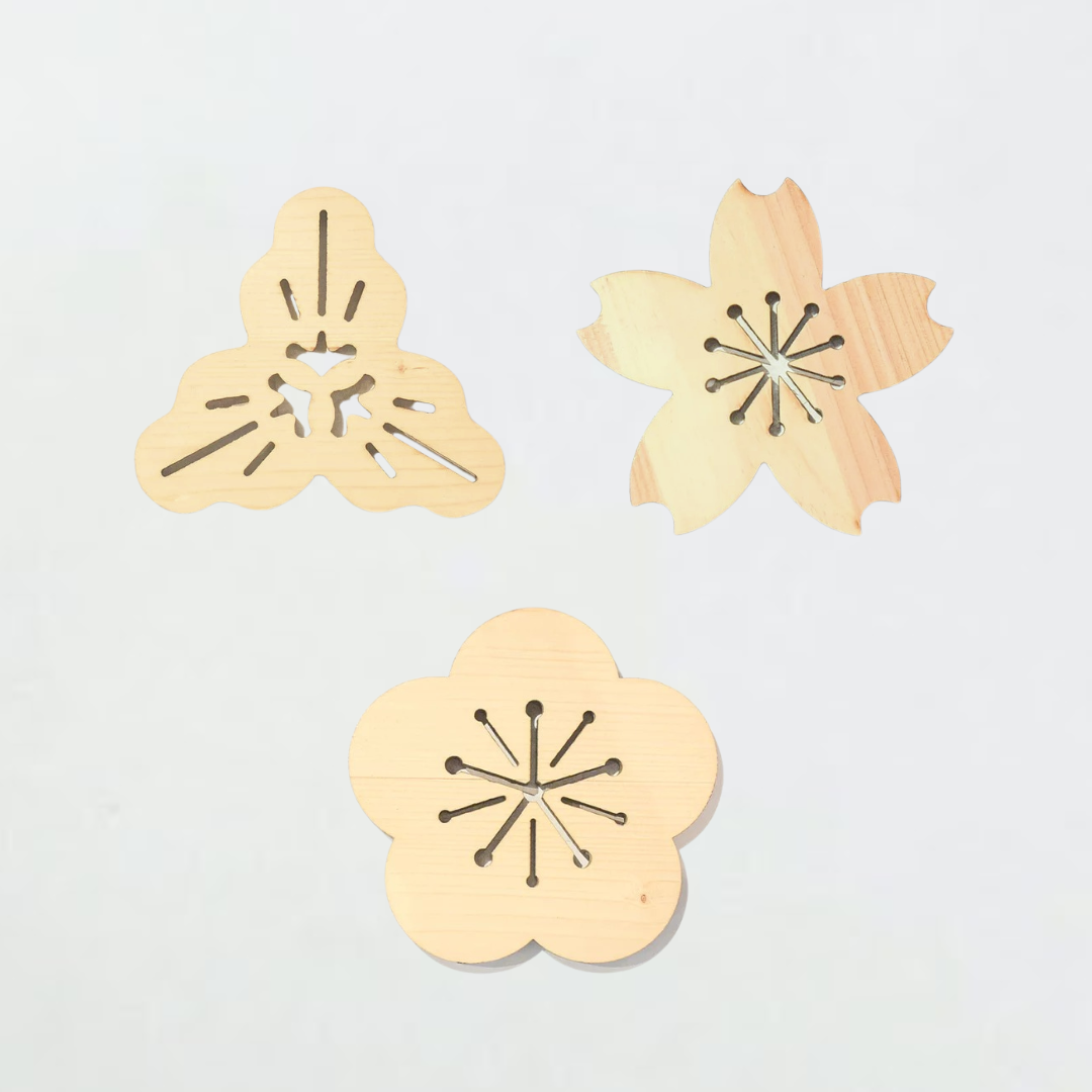 木質鍋墊｜三款花卉設計