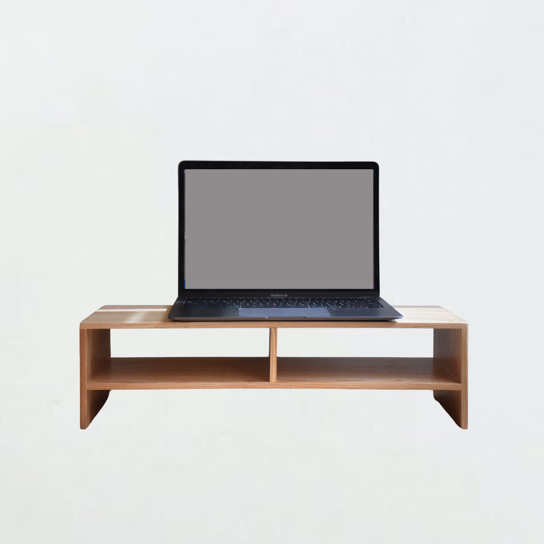 雙層螢幕架 - 原木色